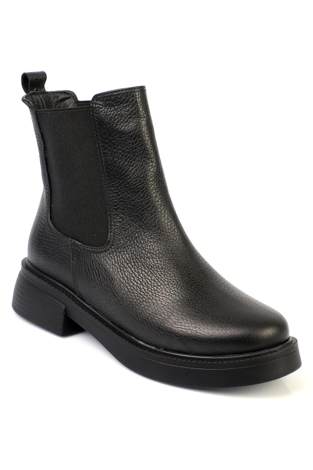 Capone Side Elastic Leather Women Black Boots