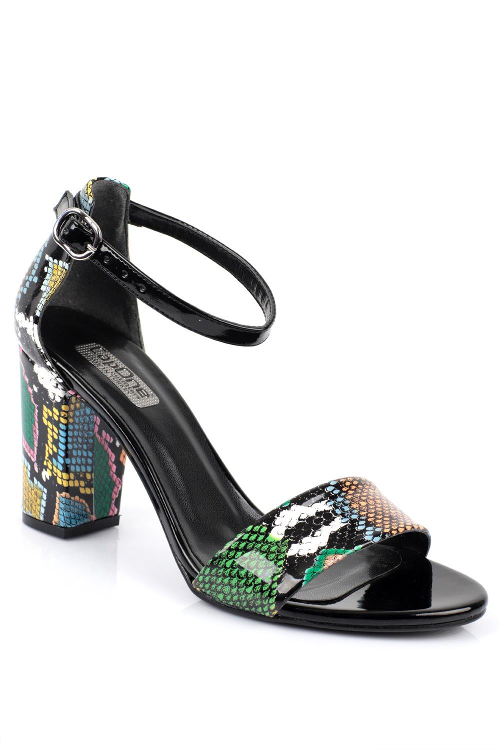 Capone Silvy Block Heel Ankle Strap Women Multicolored Sandals