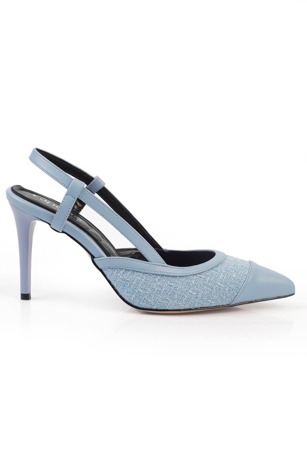Capone Slingback Mid Heel Soft Padded Insole Women Baby Blue Shoes