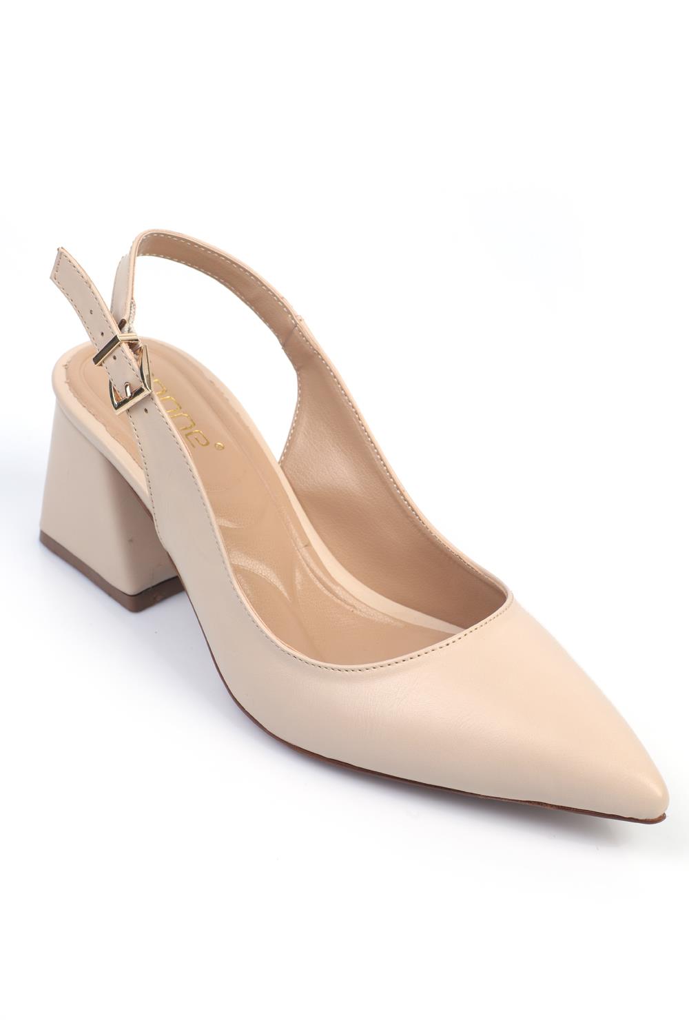 Capone Soft Padded Insole Women Beige Heeled Shoes