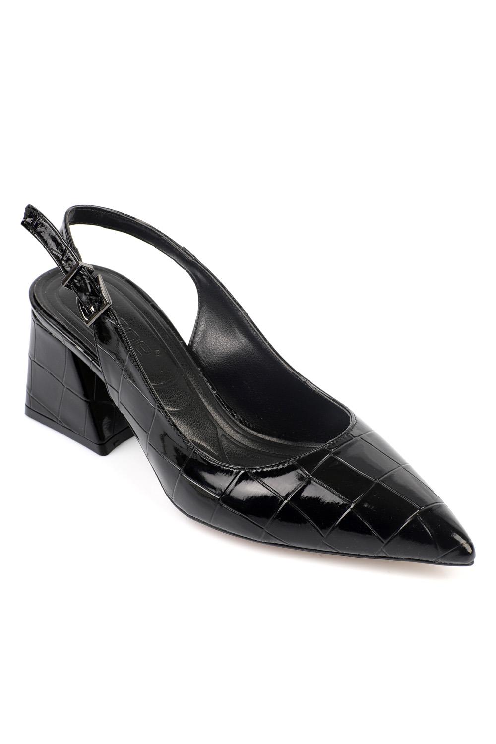 Capone Soft Padded Insole Women Black Heeled Shoes