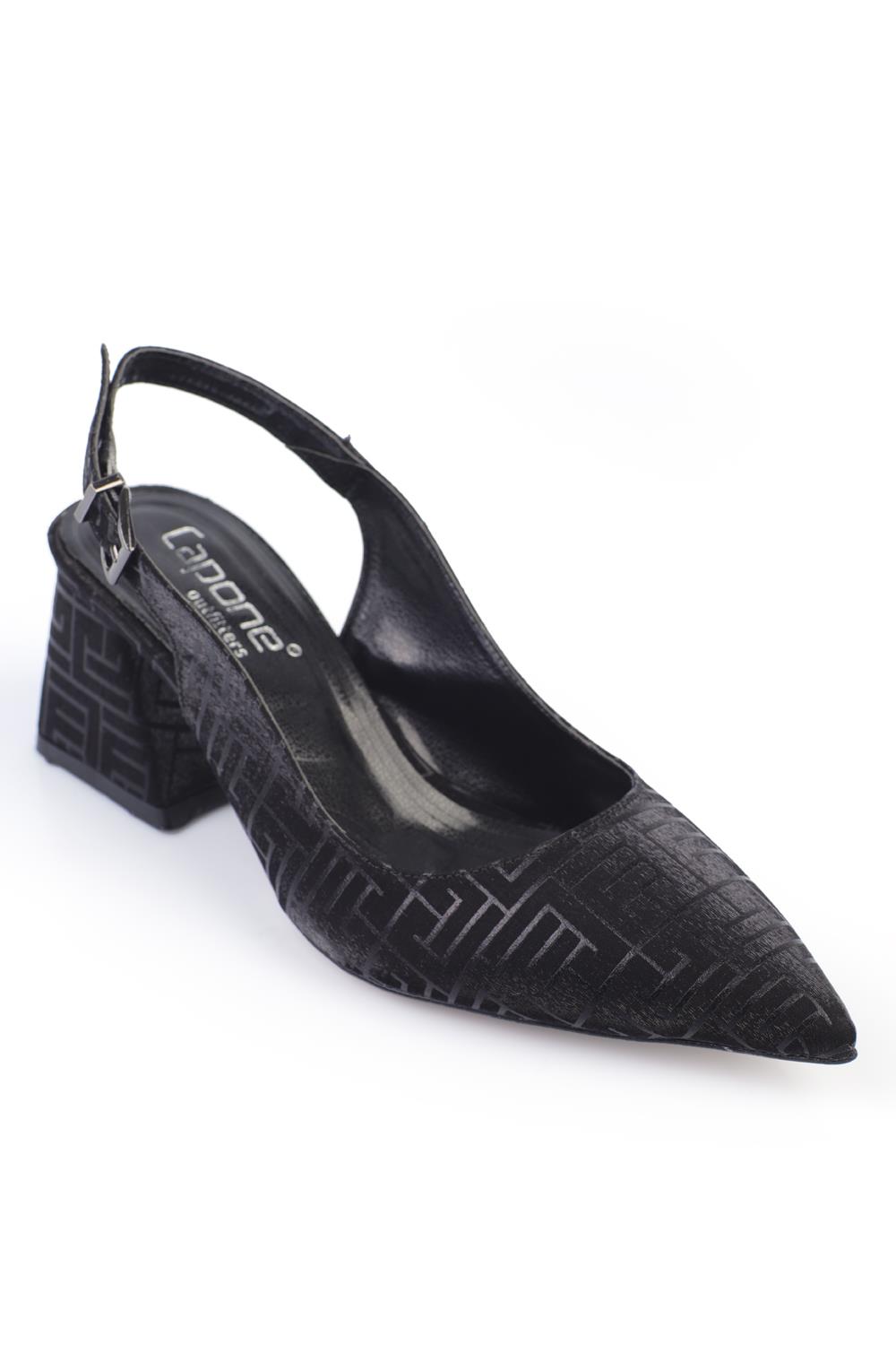 Capone Soft Padded Insole Women Black Heeled Shoes