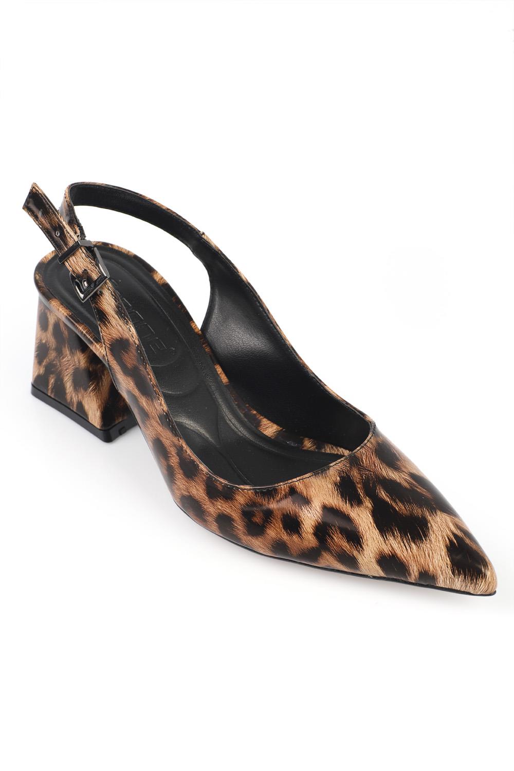 Capone Soft Padded Insole Women Leopard Heeled Shoes