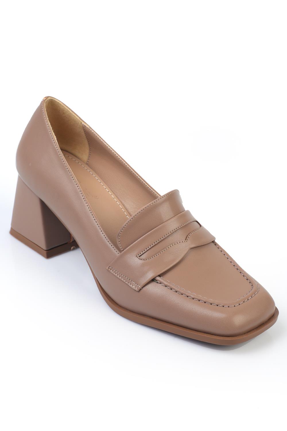 Capone Square-Toe Mid-Heeled Loafers Women Mink Shoes