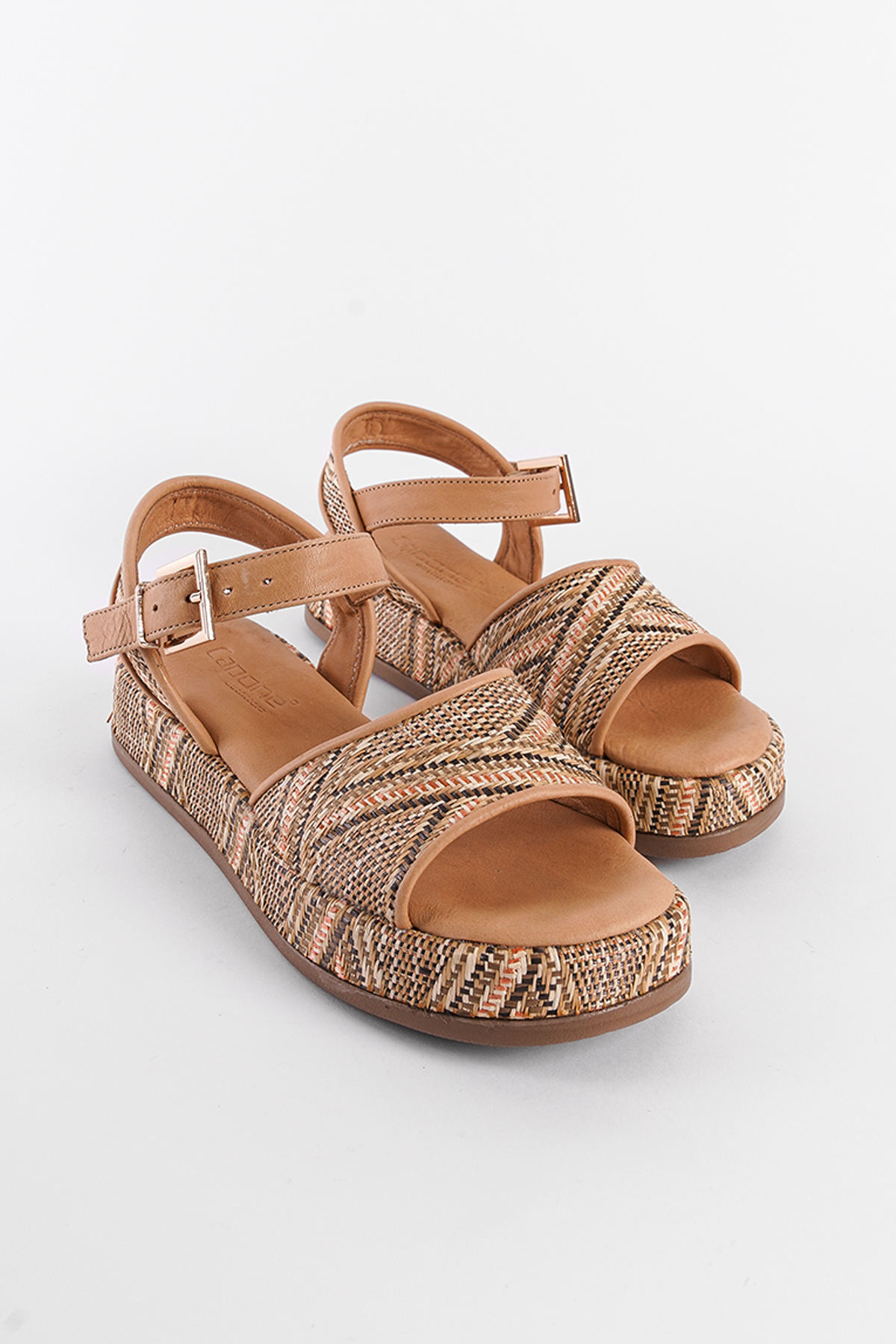 Capone Straw Genuine Leather Ankle Strap Women Nude Sandals