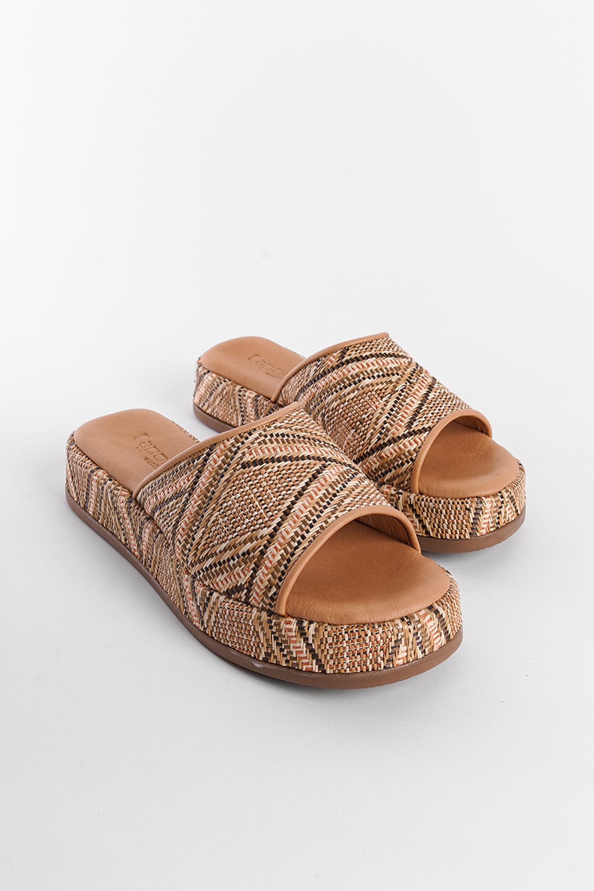 Capone Straw Genuine Leather Single Strap Women Nude Sandals