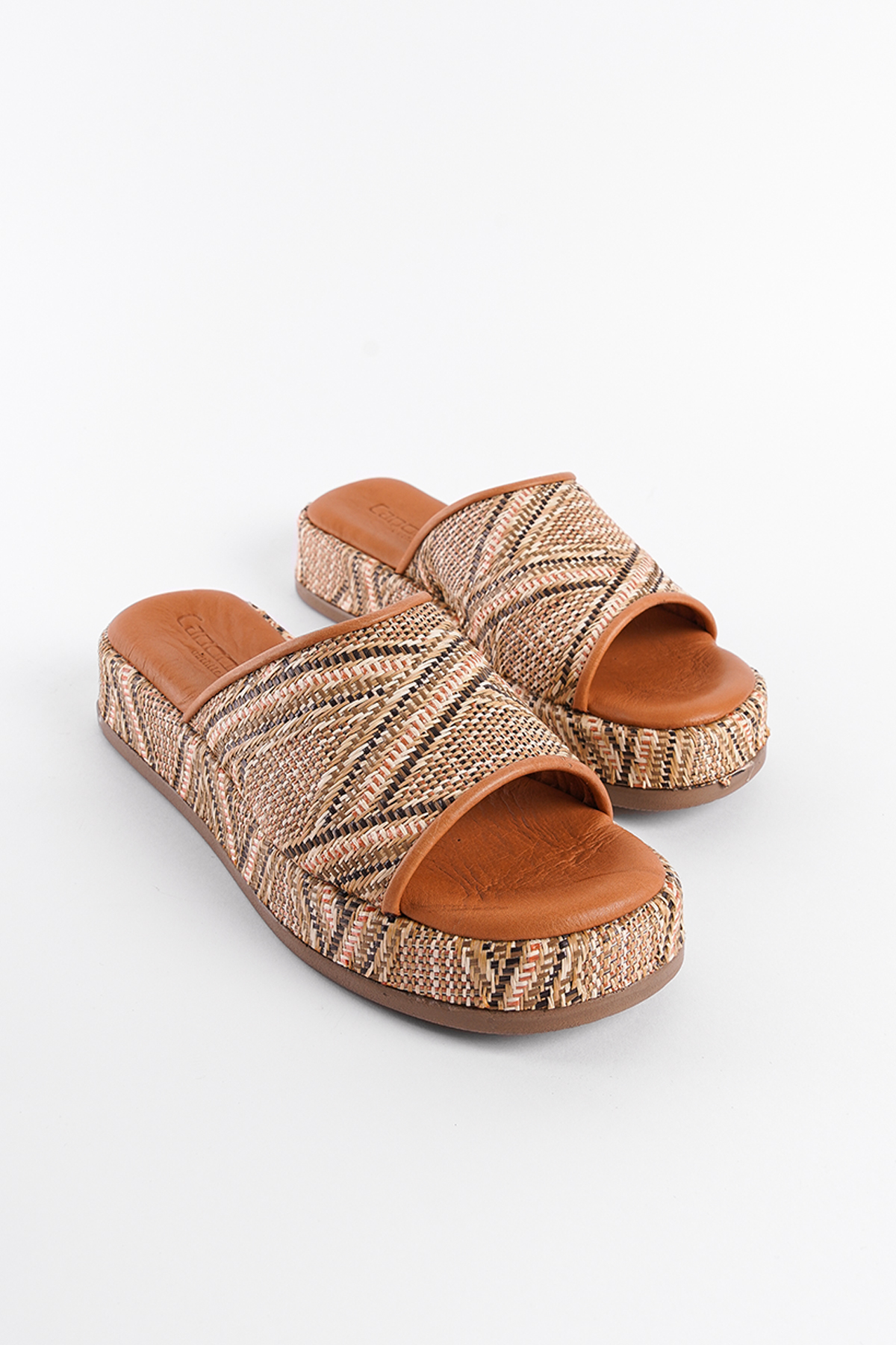 Capone Straw Genuine Leather Single Strap Women Tan Sandals