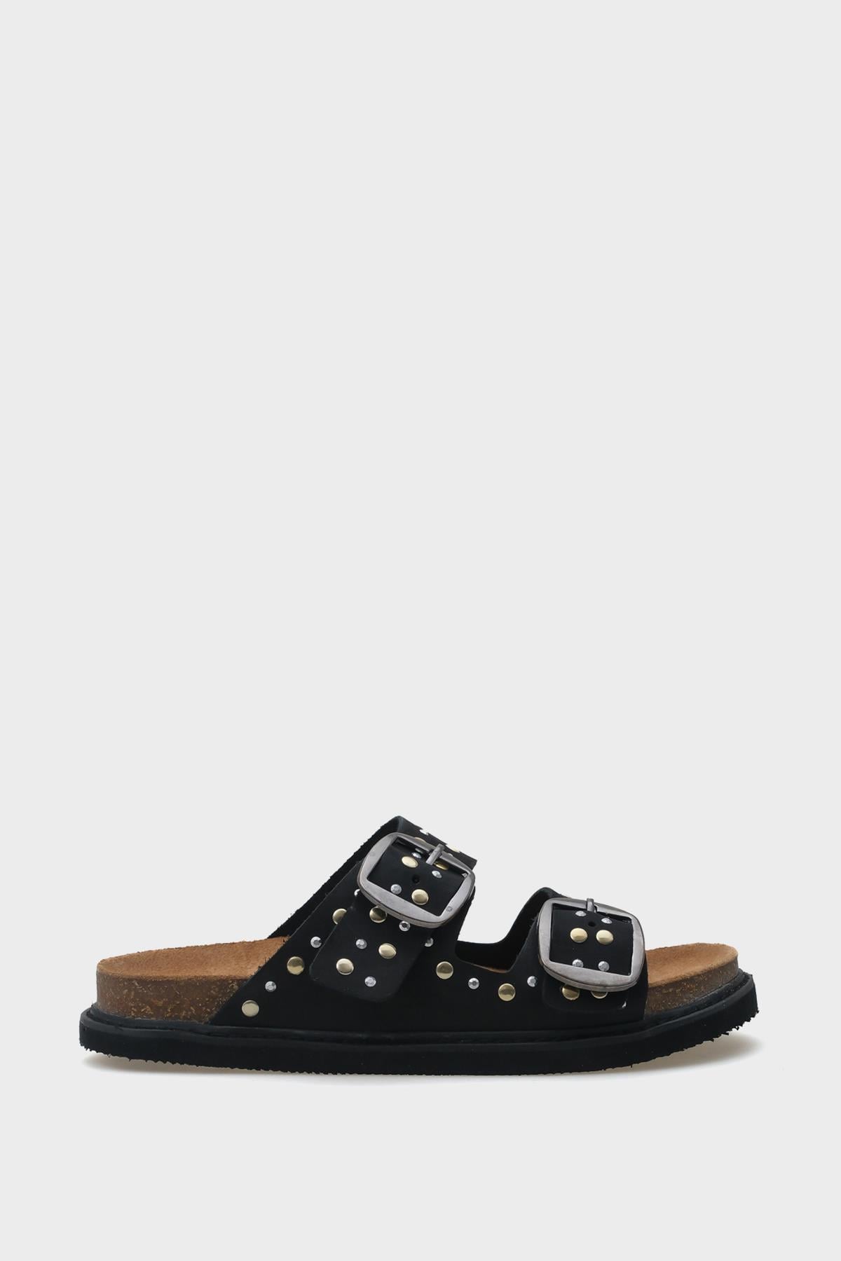 Capone Studded Leather Women Black Sandals