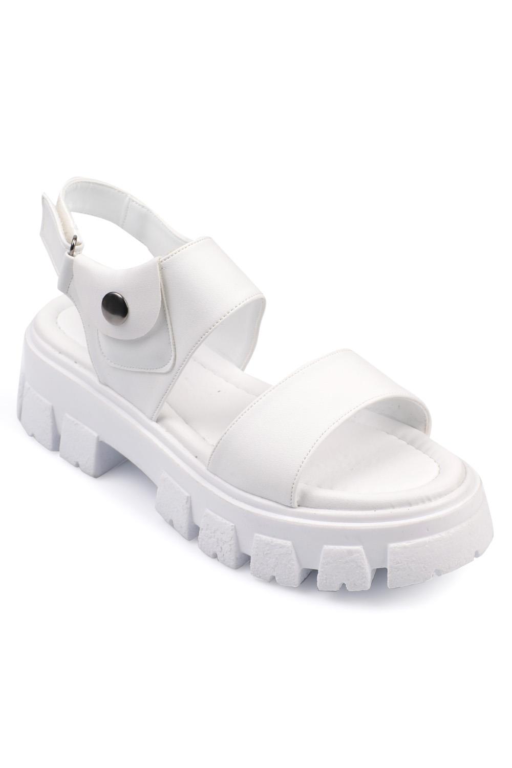 Capone Thick Sole Pocket Single Strap Women White Sandals