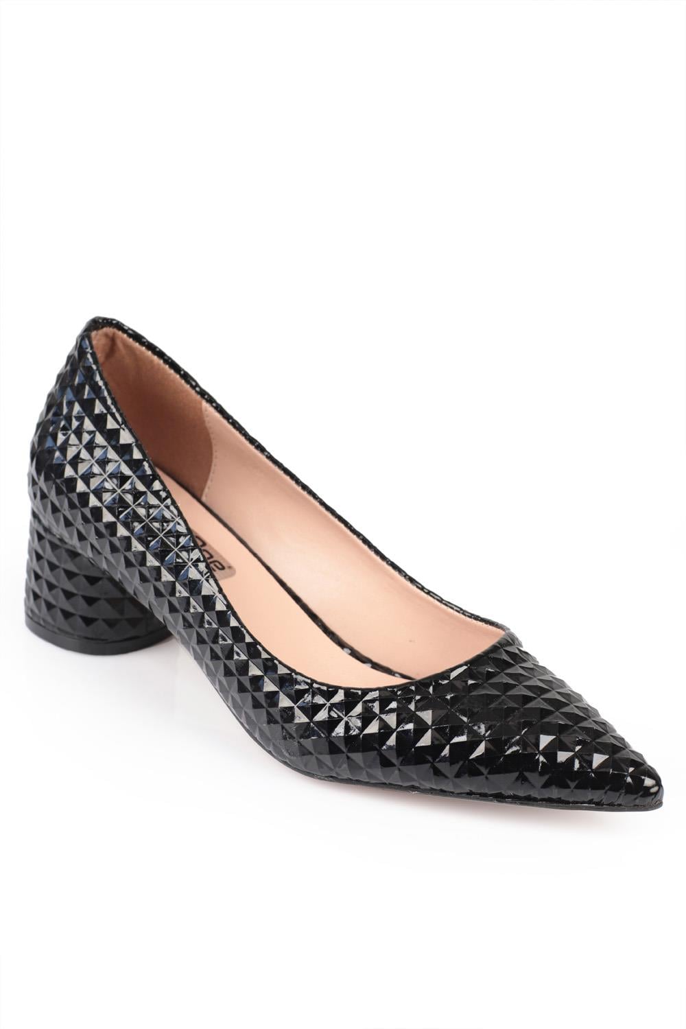 Capone Tina Mid Heel Women Black Shoes