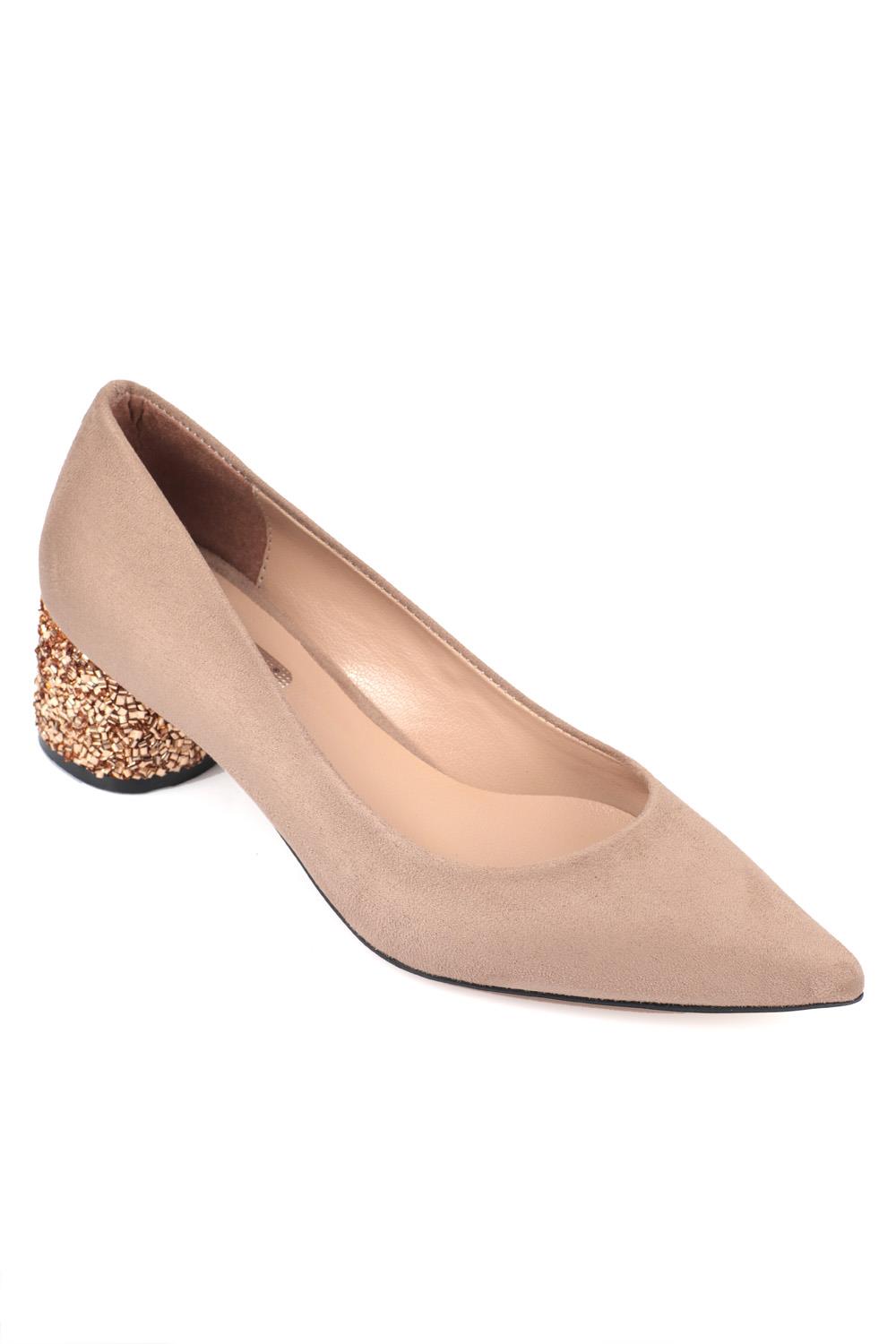 Capone Tina Mid Heel Women Mink Gold Shoes