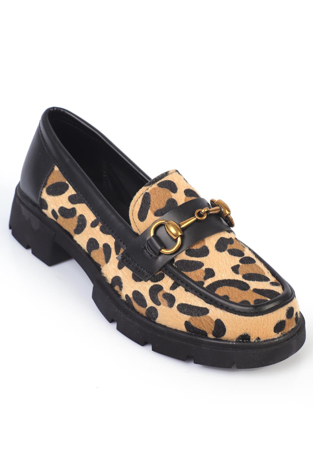 Capone Track Sole Metal Buckled Women Black Loafers