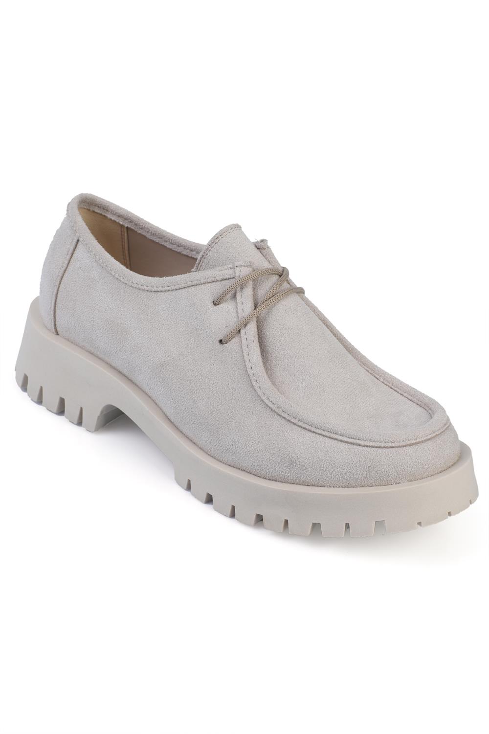 Capone Track Sole Suede Women Beıge Loafers