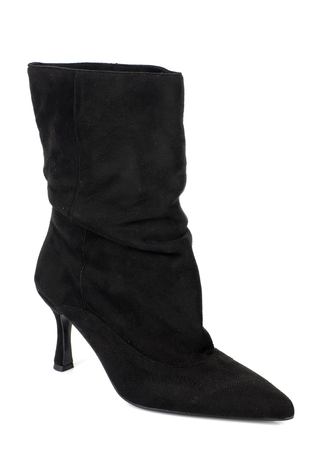 Capone Trixi Pointed Toe Suede Look Women Sued Black Ankle Boot