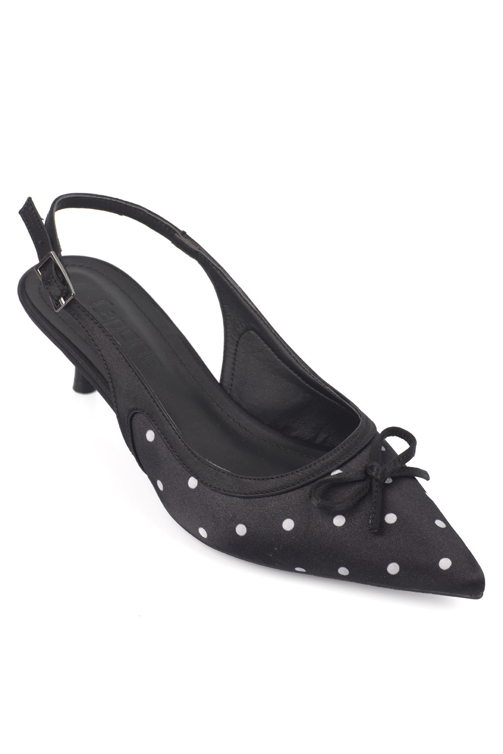 Capone Valencia Pointed Toe Open Back Mid Heel Women Black Shoe