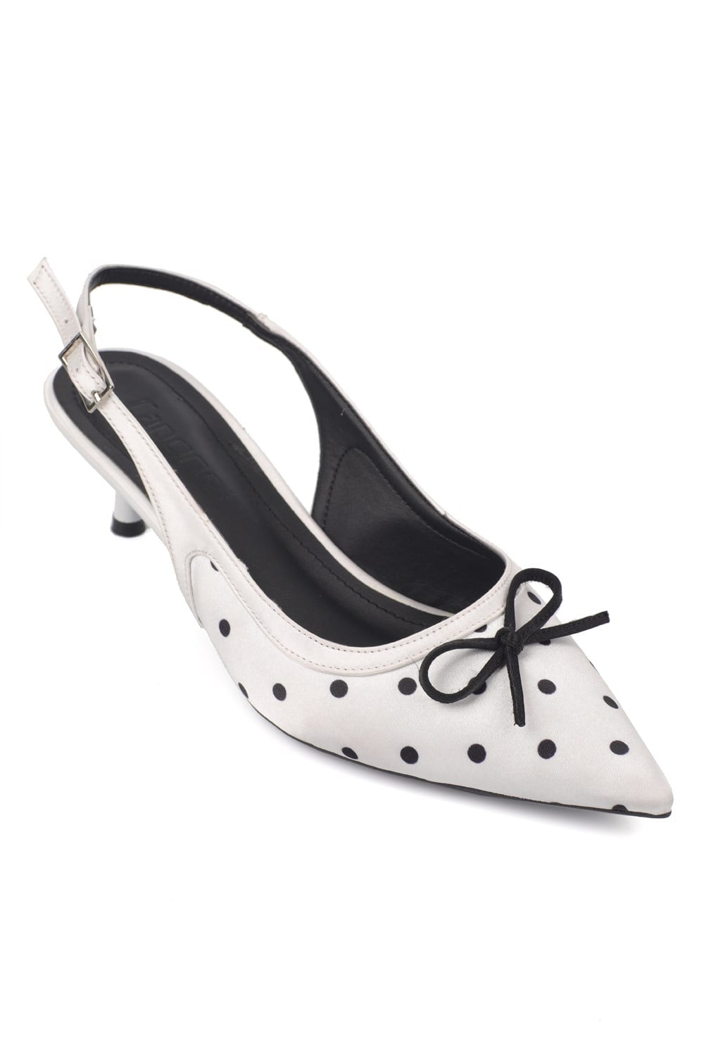Capone Valencia Pointed Toe Open Back Mid Heel Women White Shoe