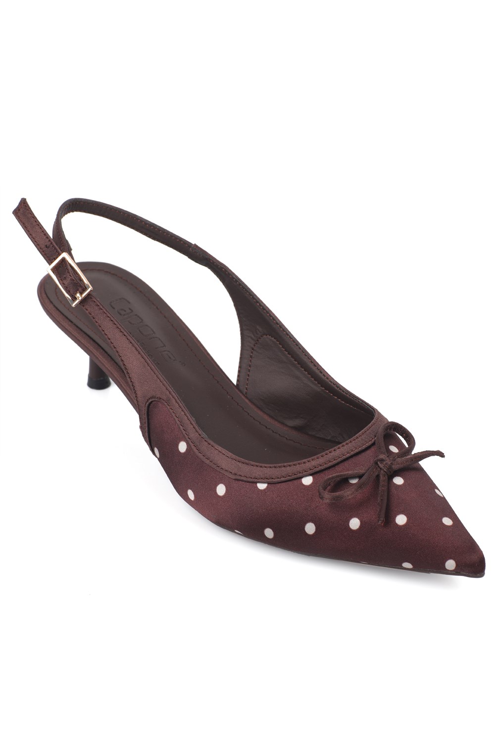 Capone Valencia Pointed Toe Open Back Mid Heel Women Brown Shoe