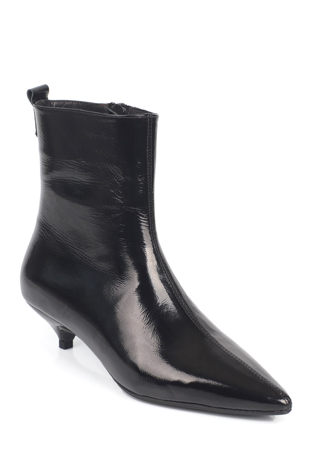 Capone Viole Genuine Leather Pointed Toe Low Heel Women Black Ankle Boot