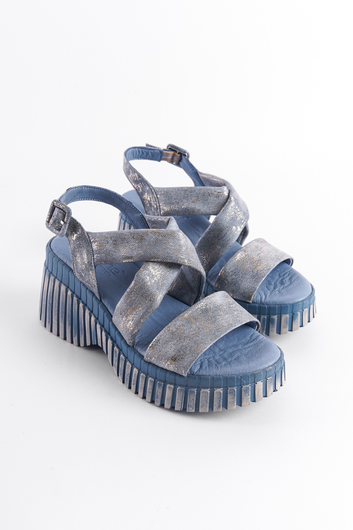 Capone Wedge Heel Comfort Genuine Leather Women Denim Sandals