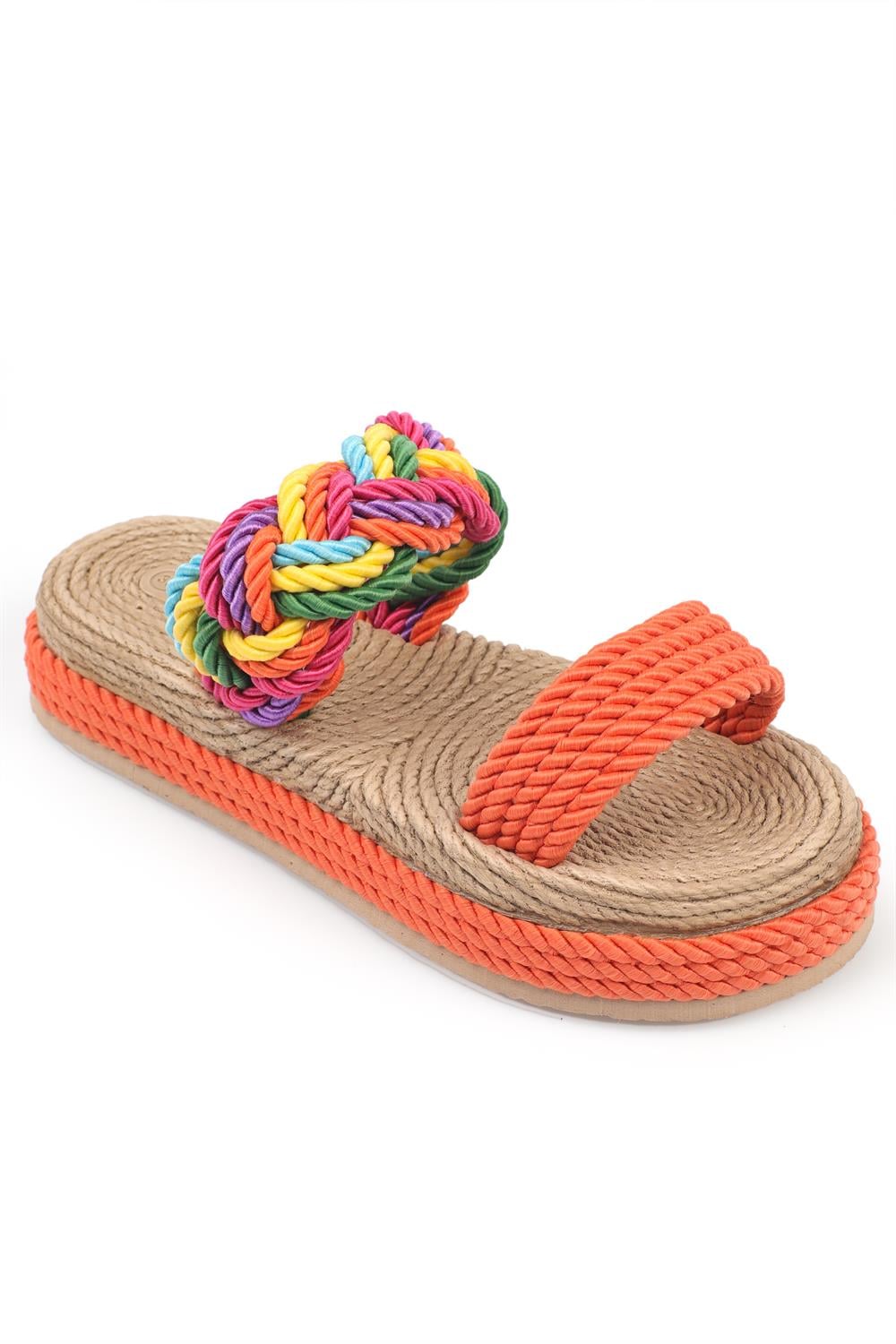 Capone Wedge Heel Corded Women Orange Slippers