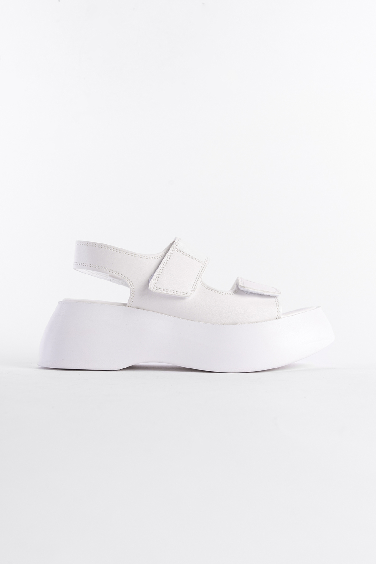 Capone Wedge Heel Double Velcro Strap Women White Sandals