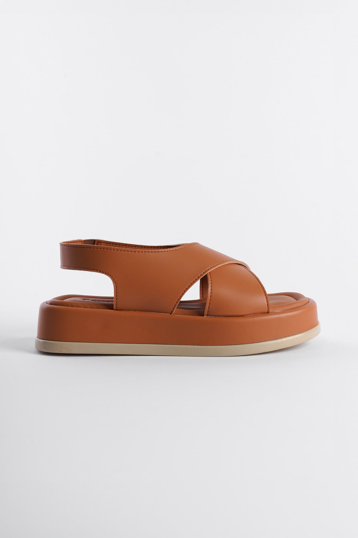 Capone Wedge Heeled Cross Strap Women Tan Sandals