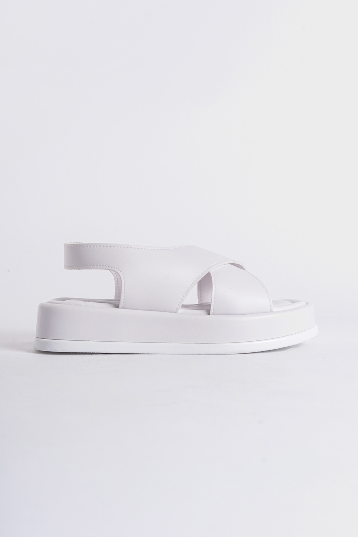 Capone Wedge Heeled Cross Strap Women White Sandals