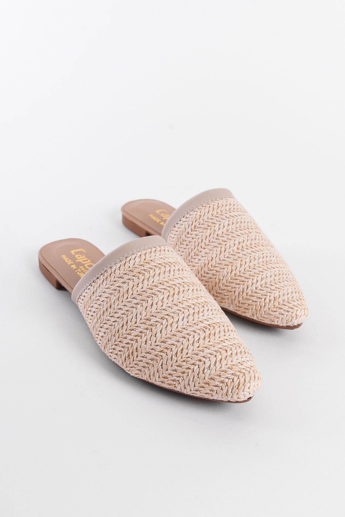 Capone Wicker Closed Pointy Toe Women Beige Sandals