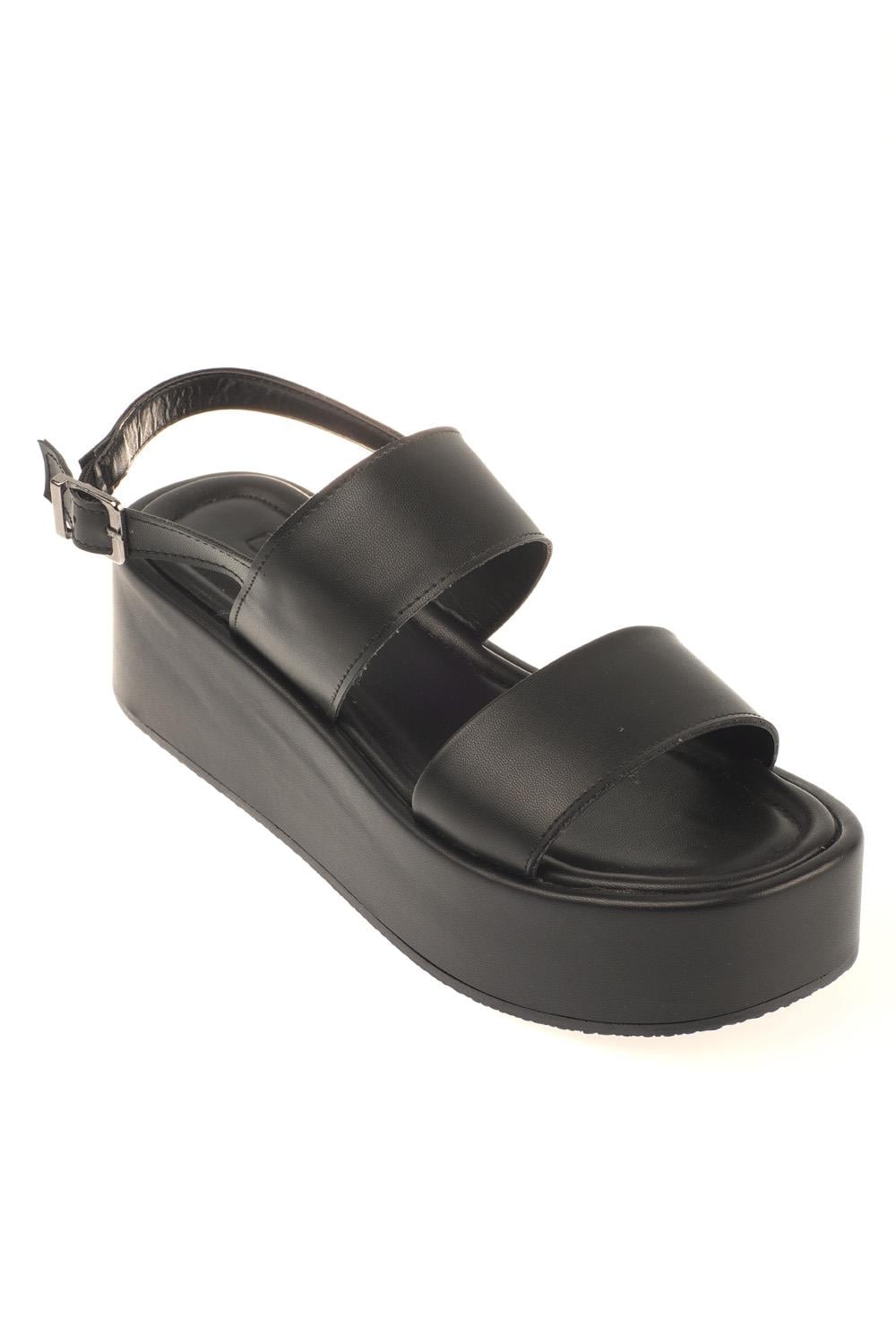 Capone Wide Double Band Wedge Heel Woman Flatform Sandals