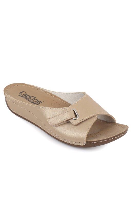 Capone Z0397 Women Gold Slide Comfort Anatomical Sandals