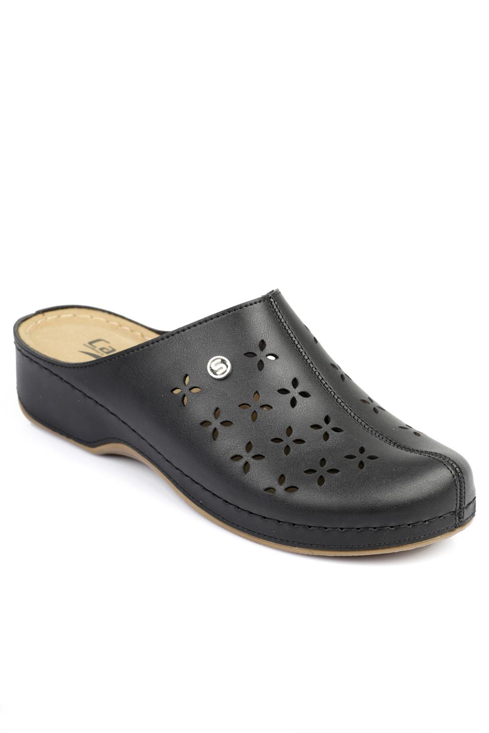 Capone Z0430 Women Black Comfort Anatomical Clog Sandals