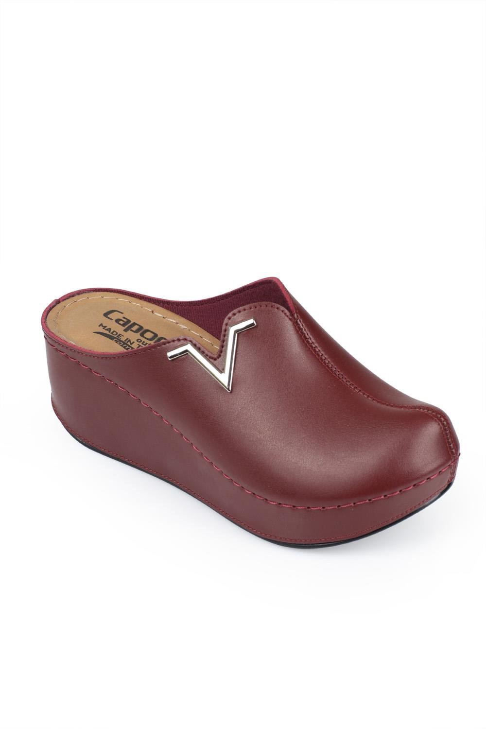 Capone Z6188 Women Burgundy Platform V Clip Accessory Clog Sandals