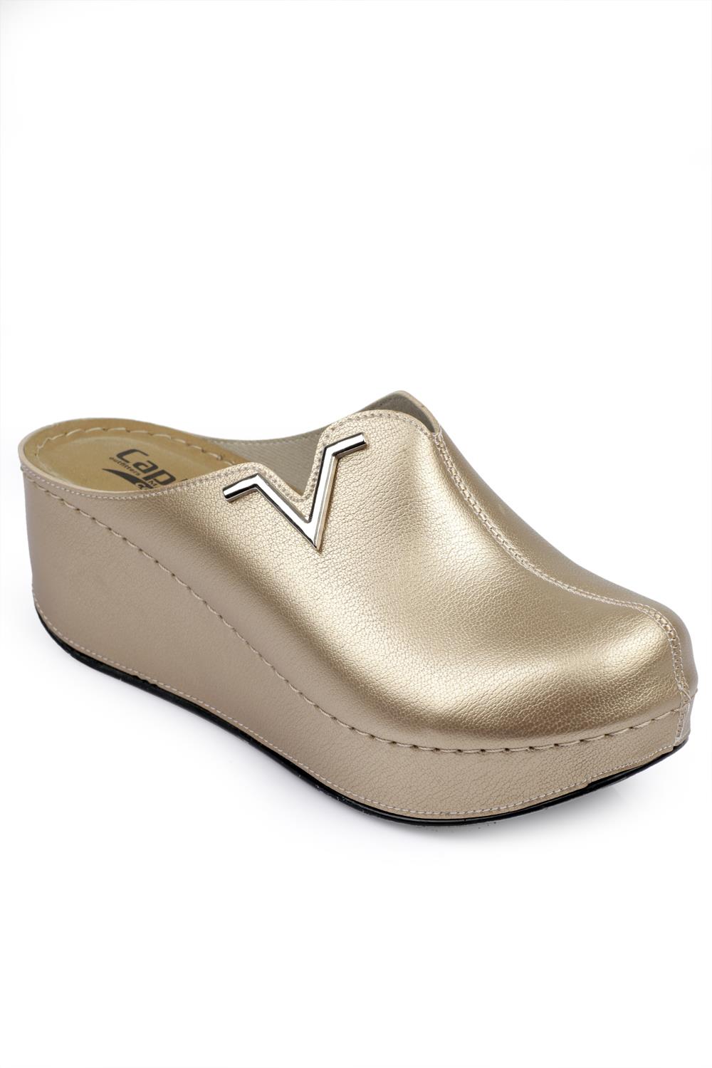 Capone Z6188 Women Gold Platform V Clip Accessory Clog Sandals