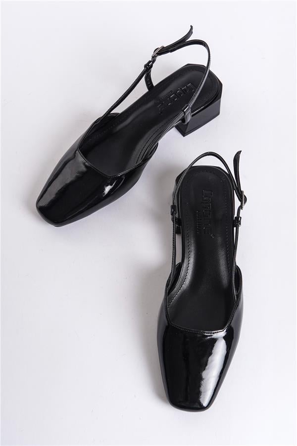 Big Size Black Patent Leather Super High Heel Open Toe High Heel