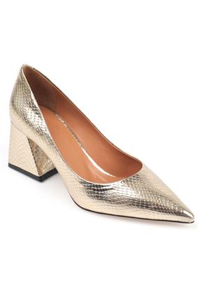 Capone Block Heel Women Gold Shoes