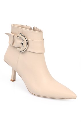 Capone Pointed Toe Ankle Height Belt Accessory Thin Heel Woman Booties