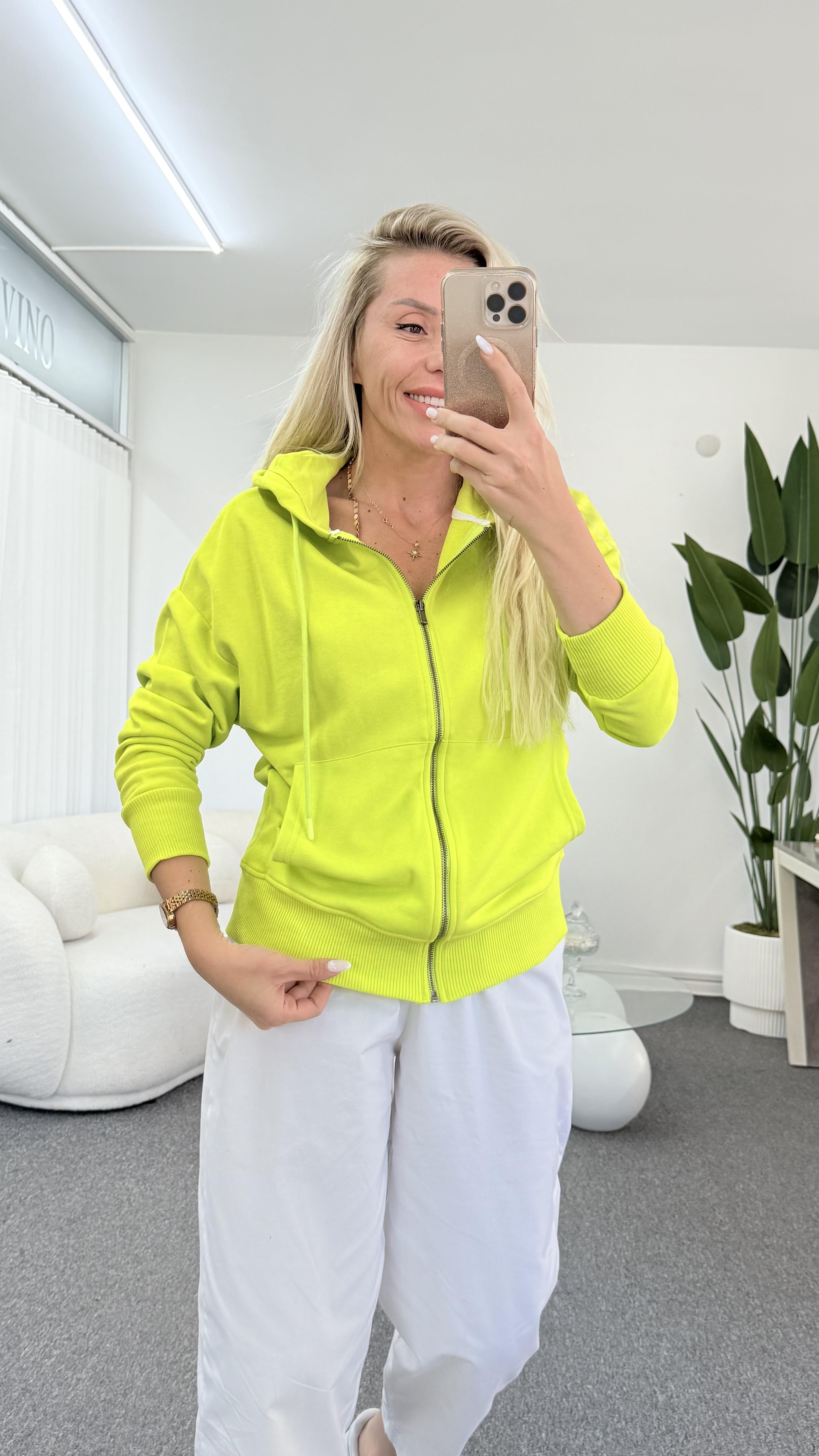BELLAND NEON YEŞİL KAPŞONLU CEKET