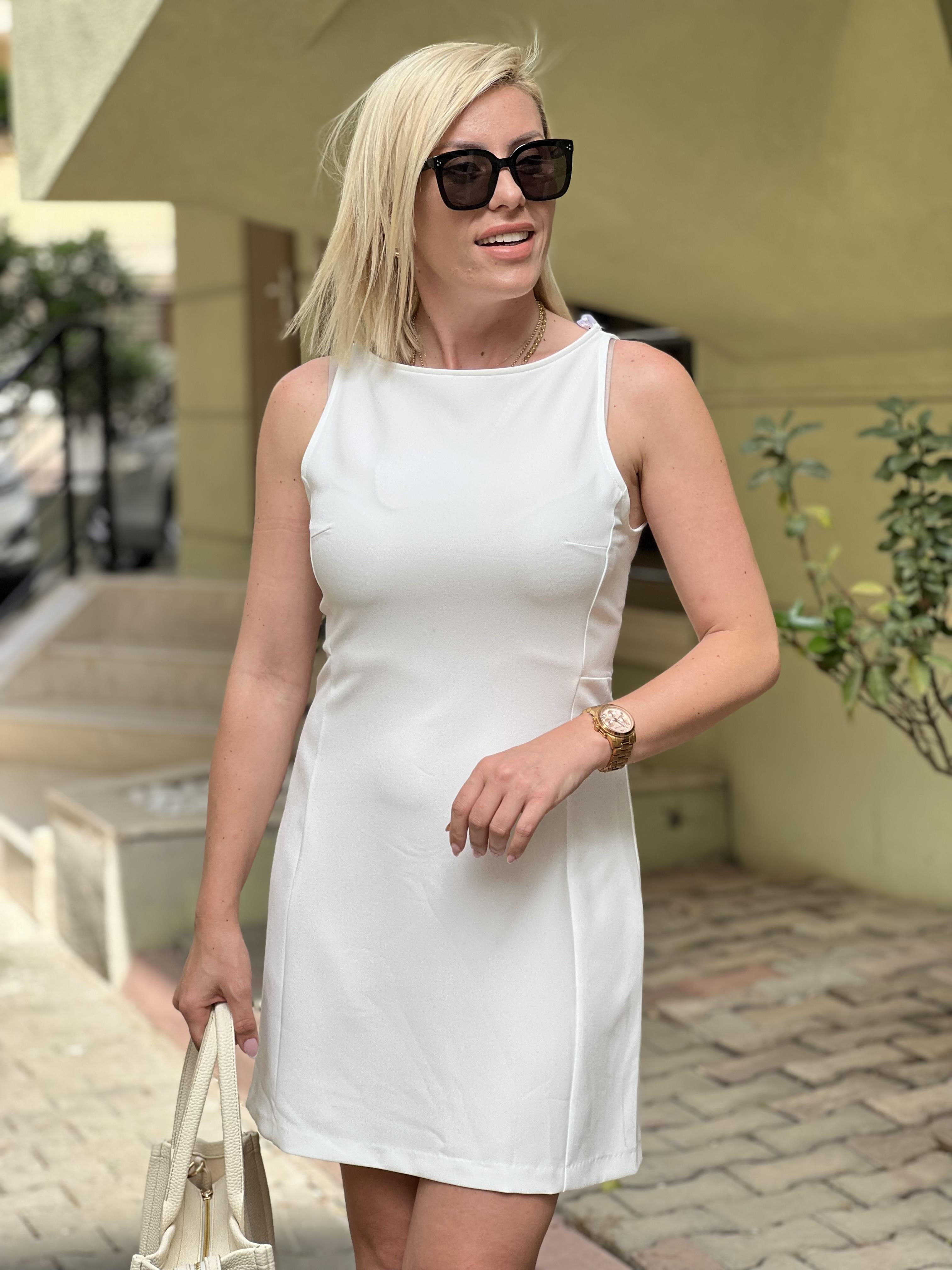 WHITE BEYAZ CREP ELBİSE