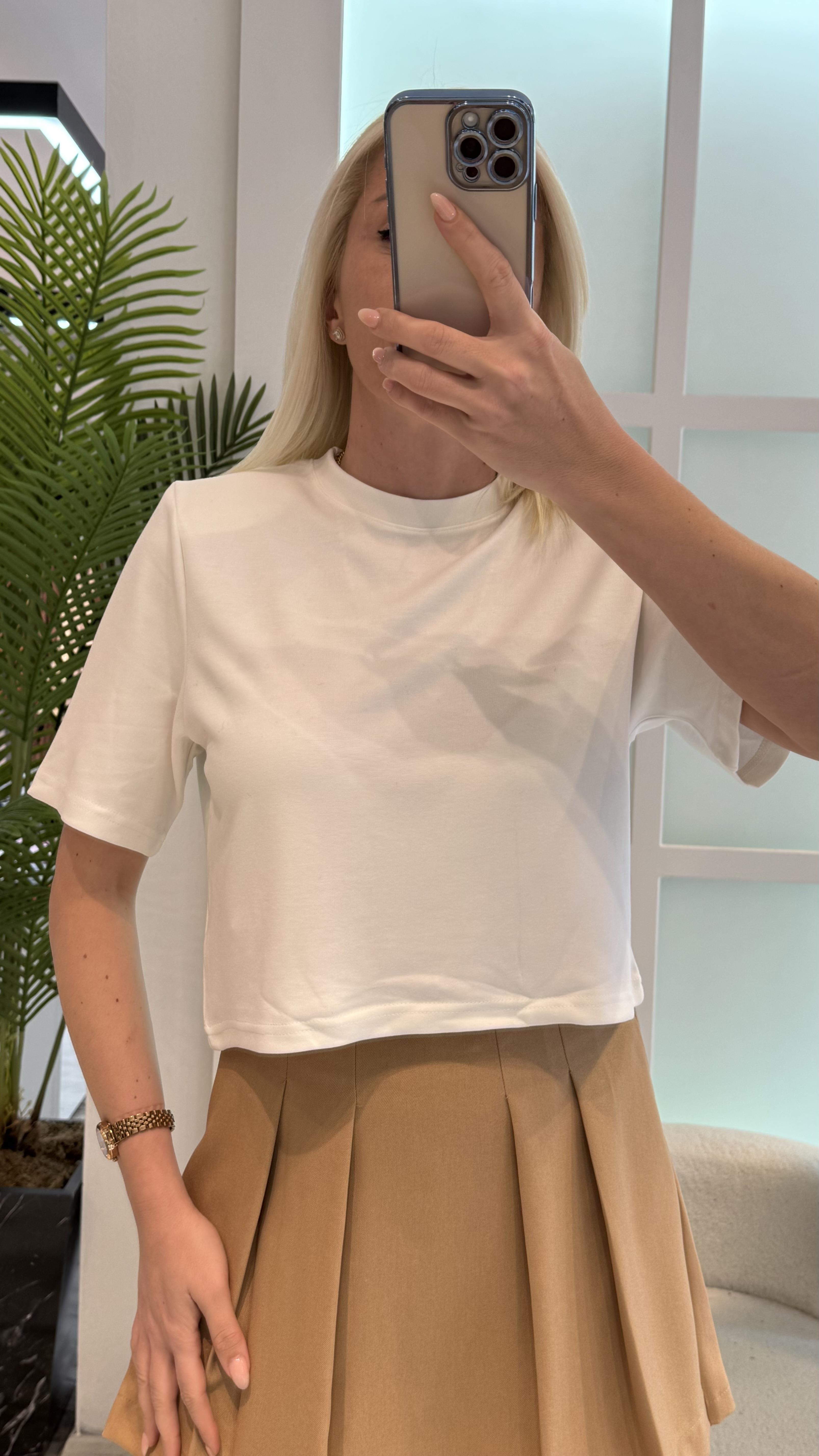 VAYOLA BİSİKLET YAKA VATKALI BEYAZ TSHIRT