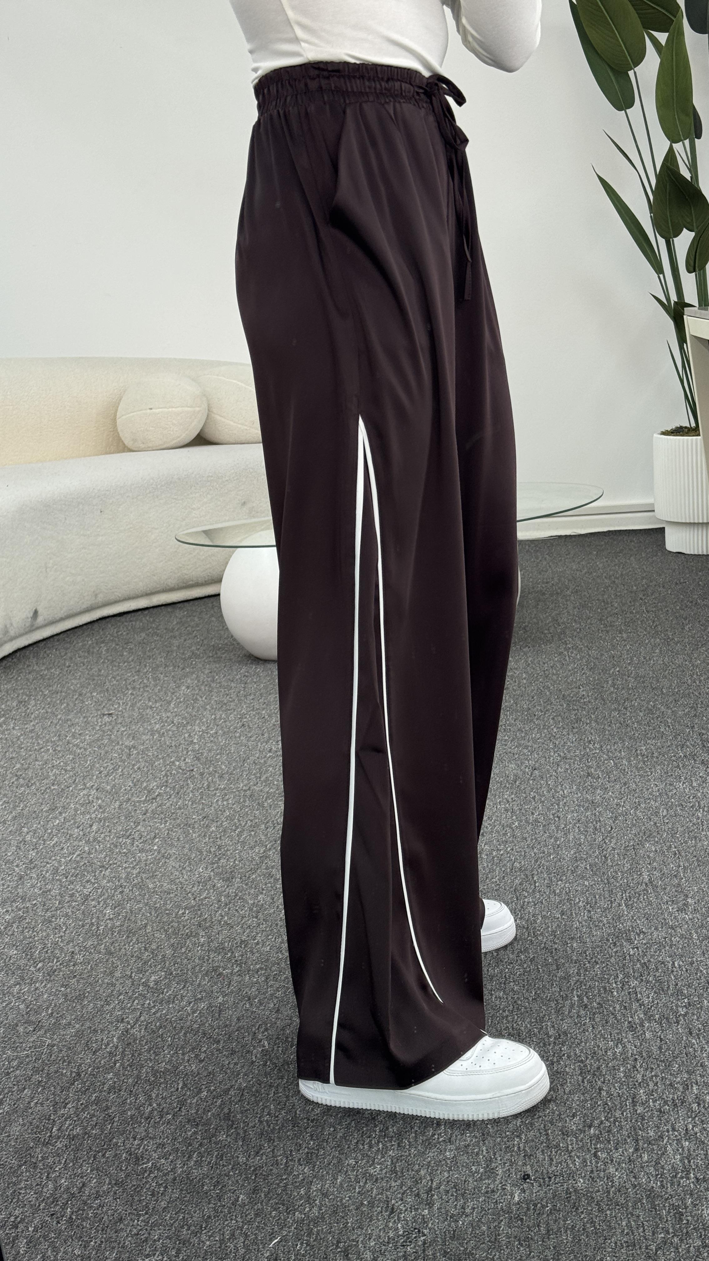 CORAL SATEN KAHVE PANTALON