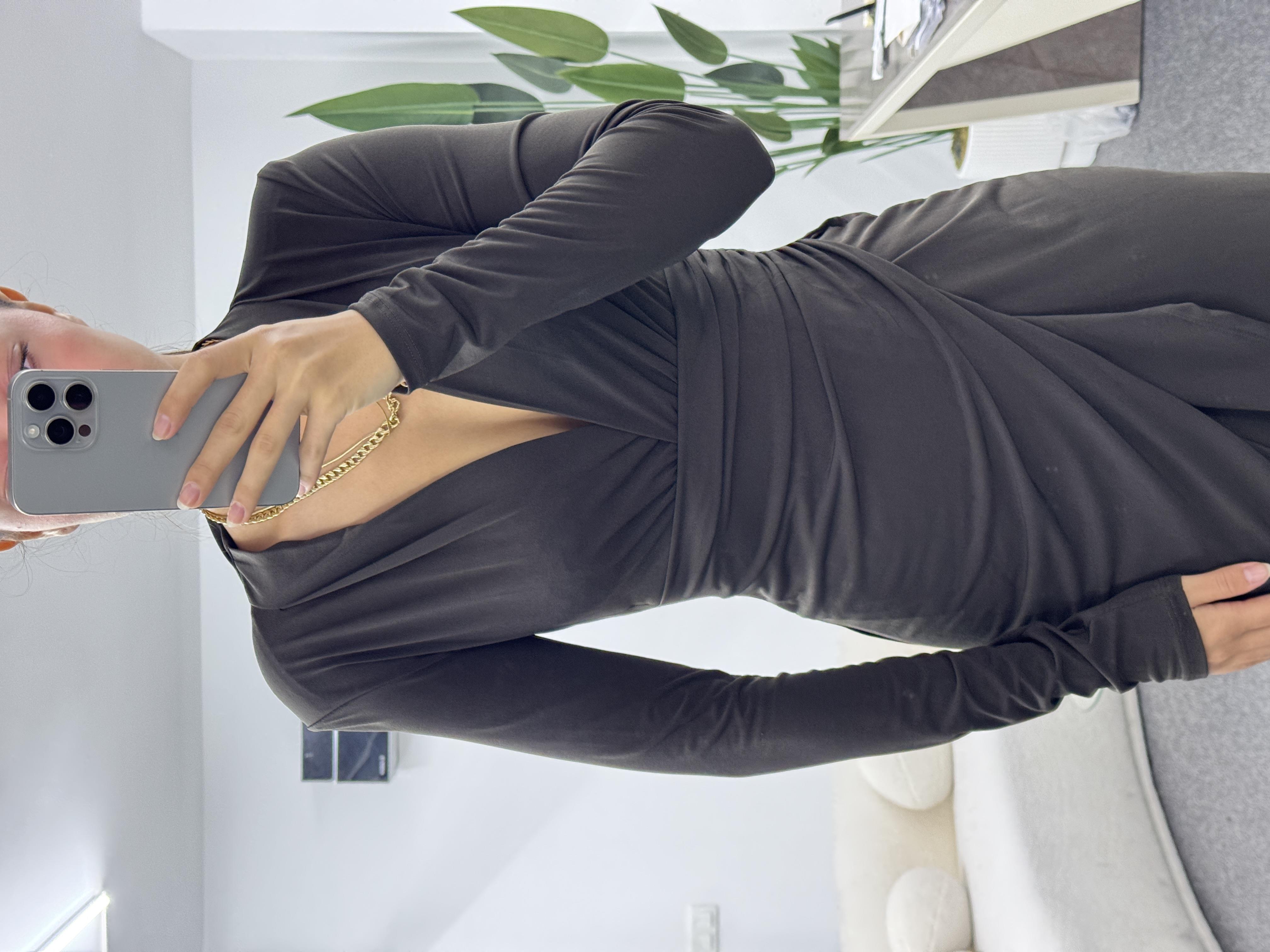 ELLİY ACI KAHVE DRAPE ELBİSE 