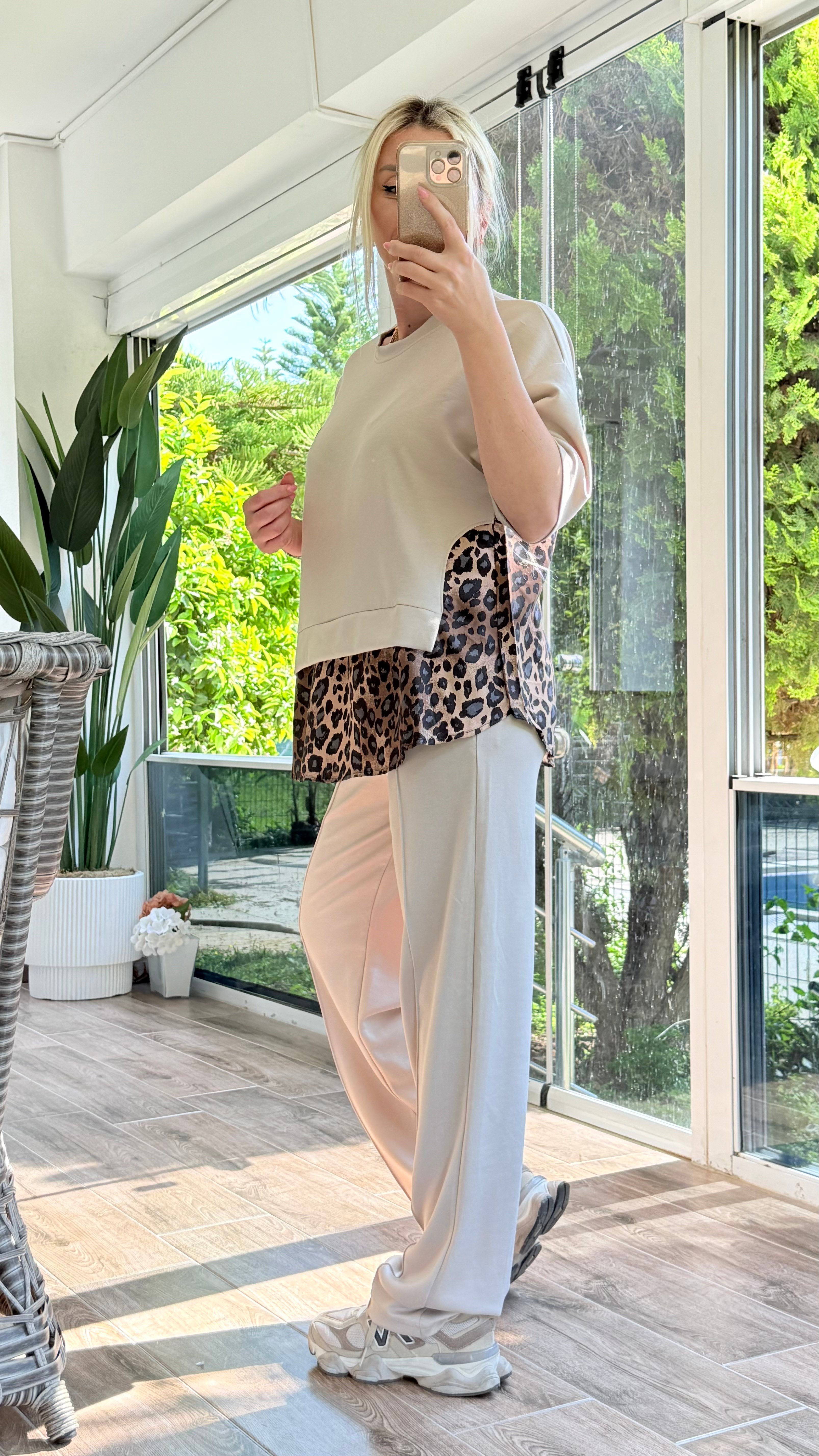 ERİLS KREMRENGİ LEOPAR TAKIM 