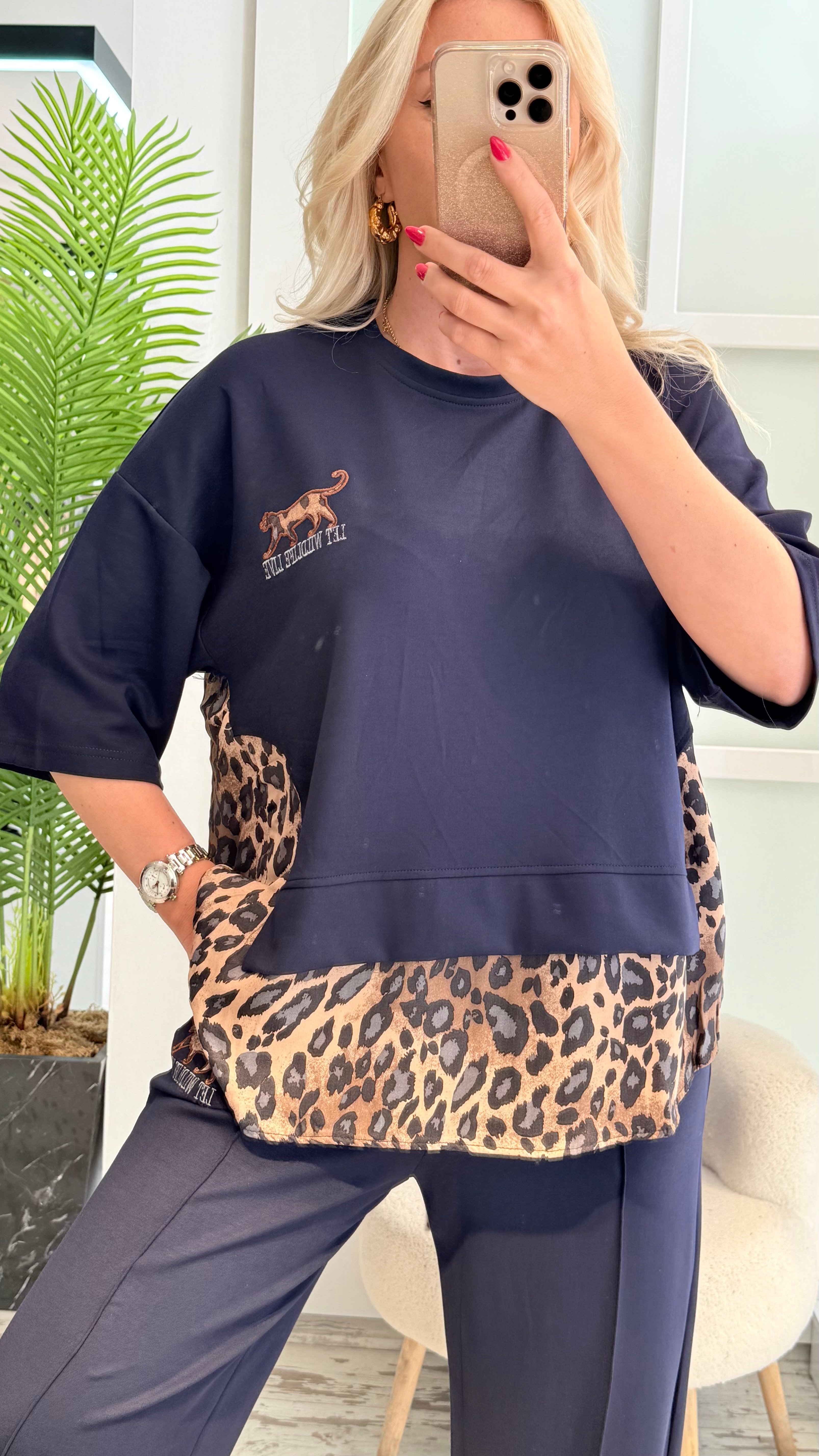 ERİLS LACİVERT LEOPAR DESENLİ TAKIM