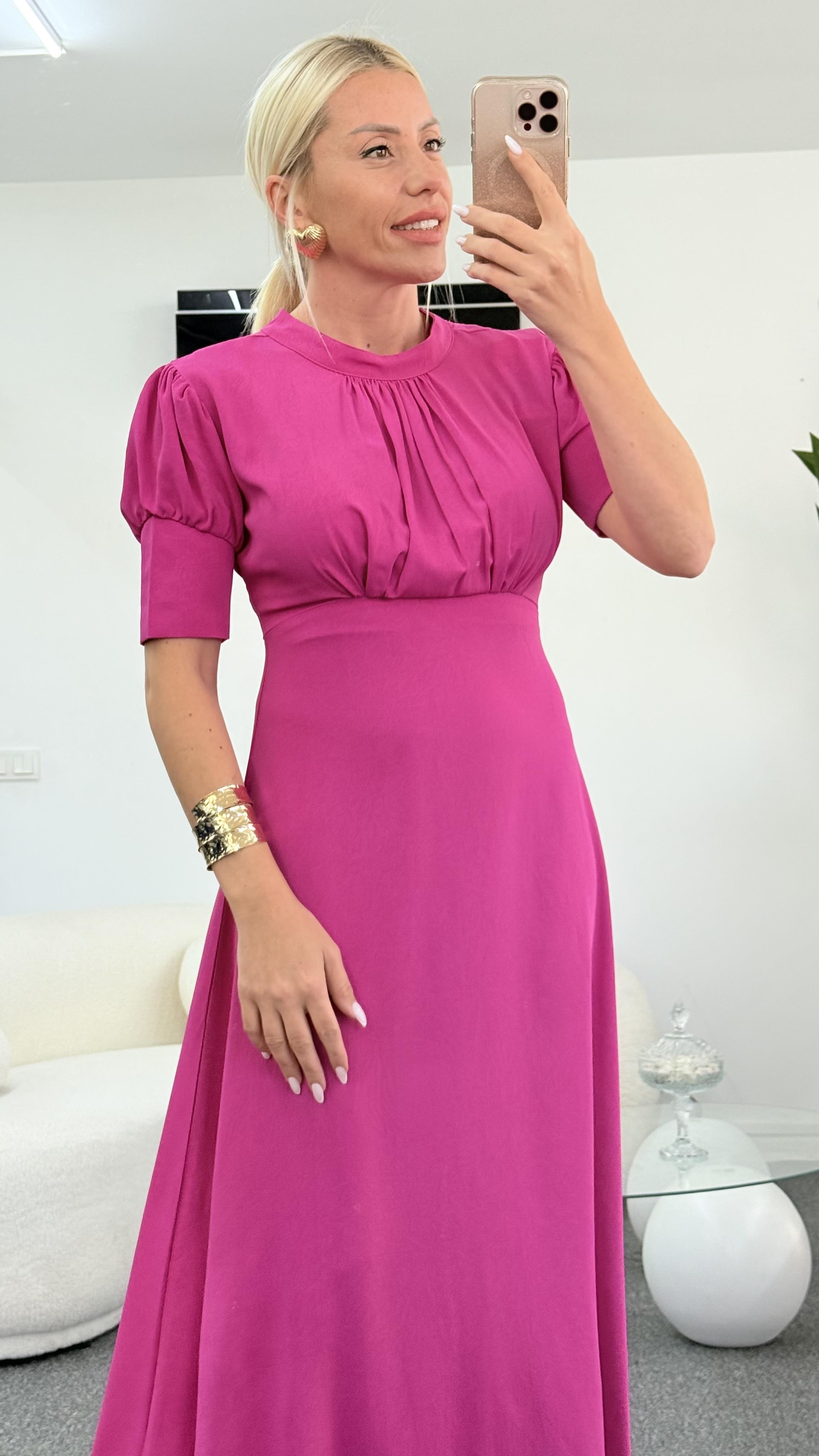 ESTELLE PEMBE ELBİSE