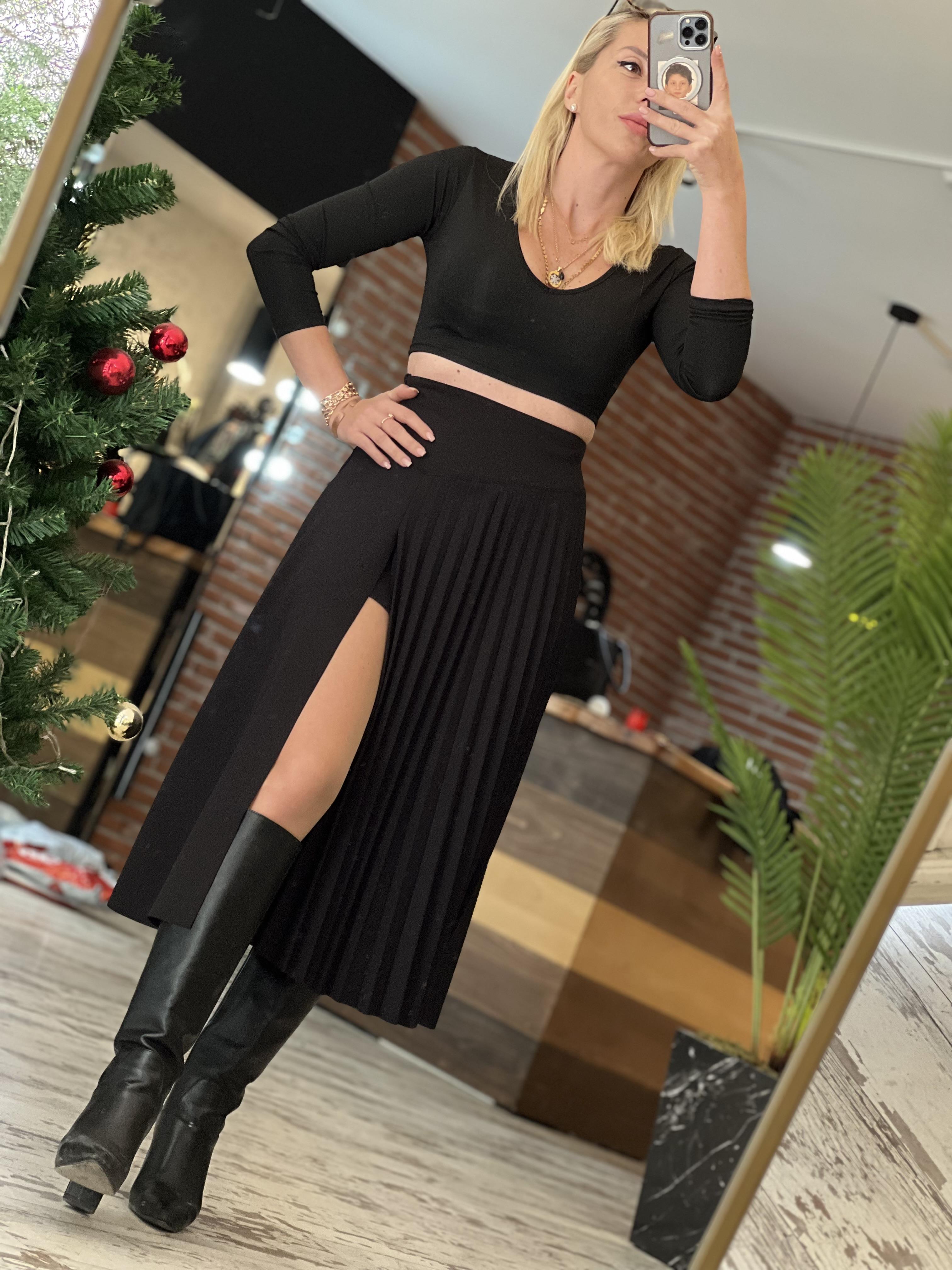 FANY PİLELİ MİDİ ŞORTLU ETEK