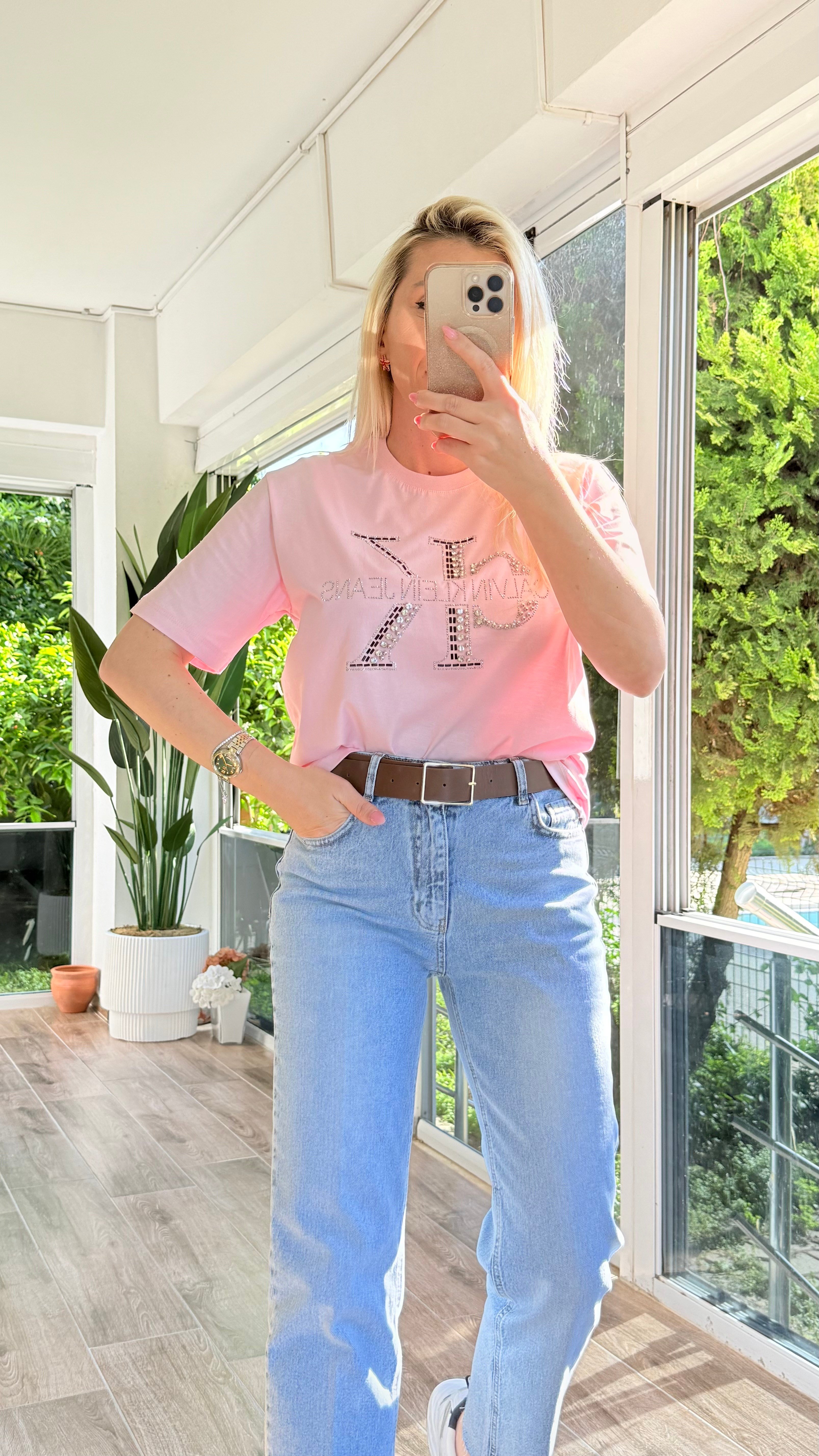 GENSO PEMBE TAŞLI TSHRT 