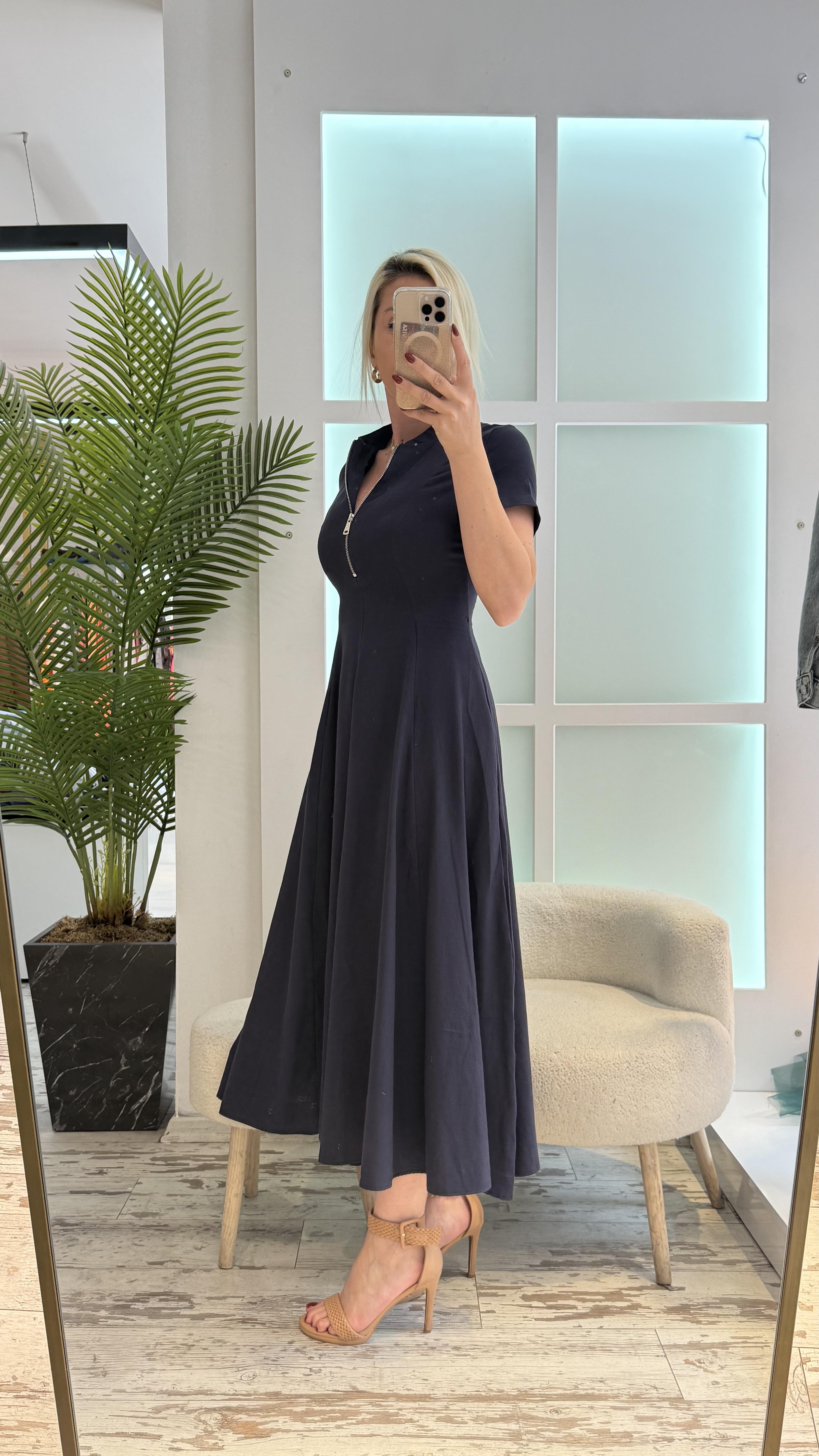 GONDOF LACİVERT ELBİSE