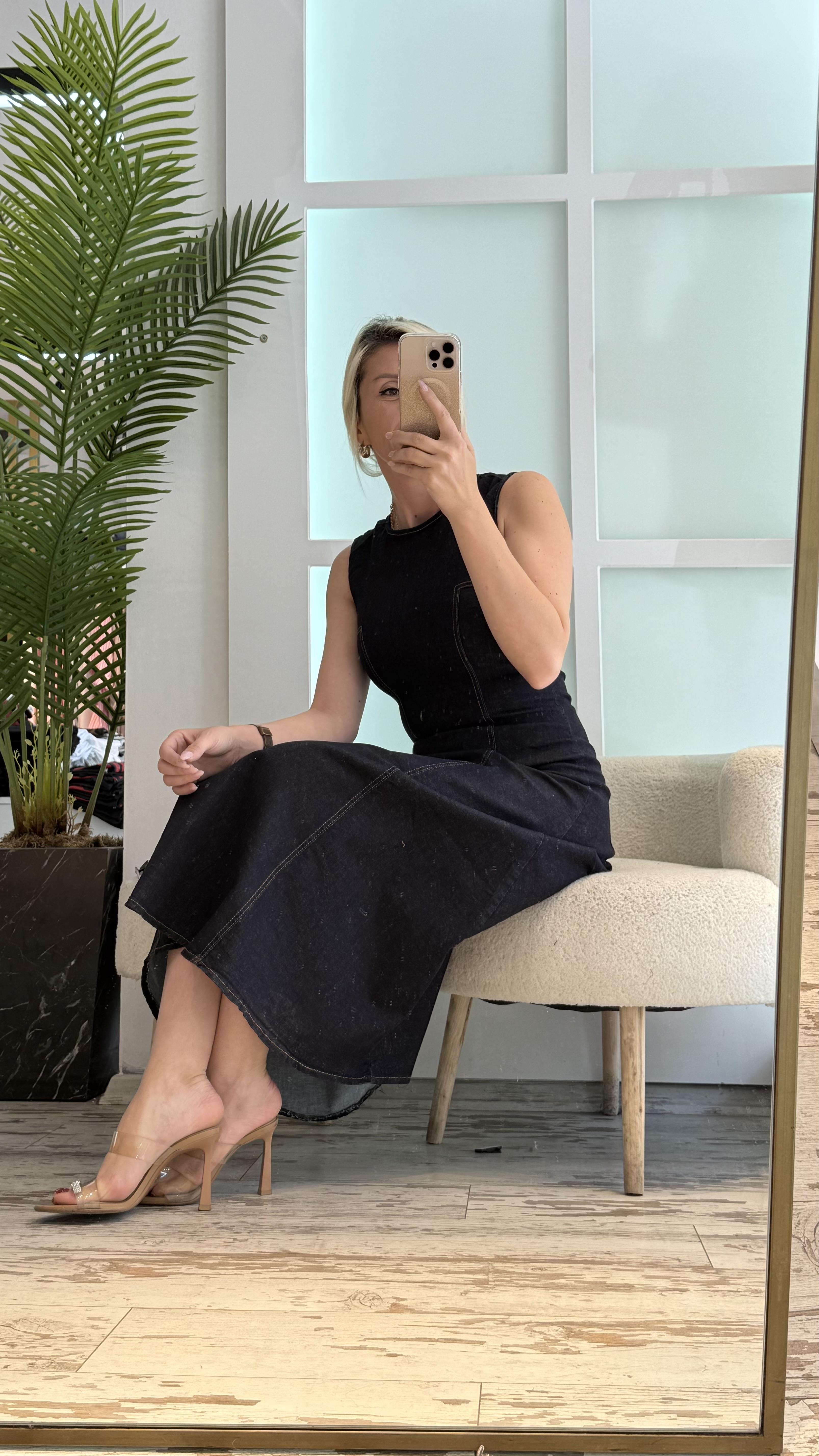 GRACE VOLENLİ  KOT ELBİSE 