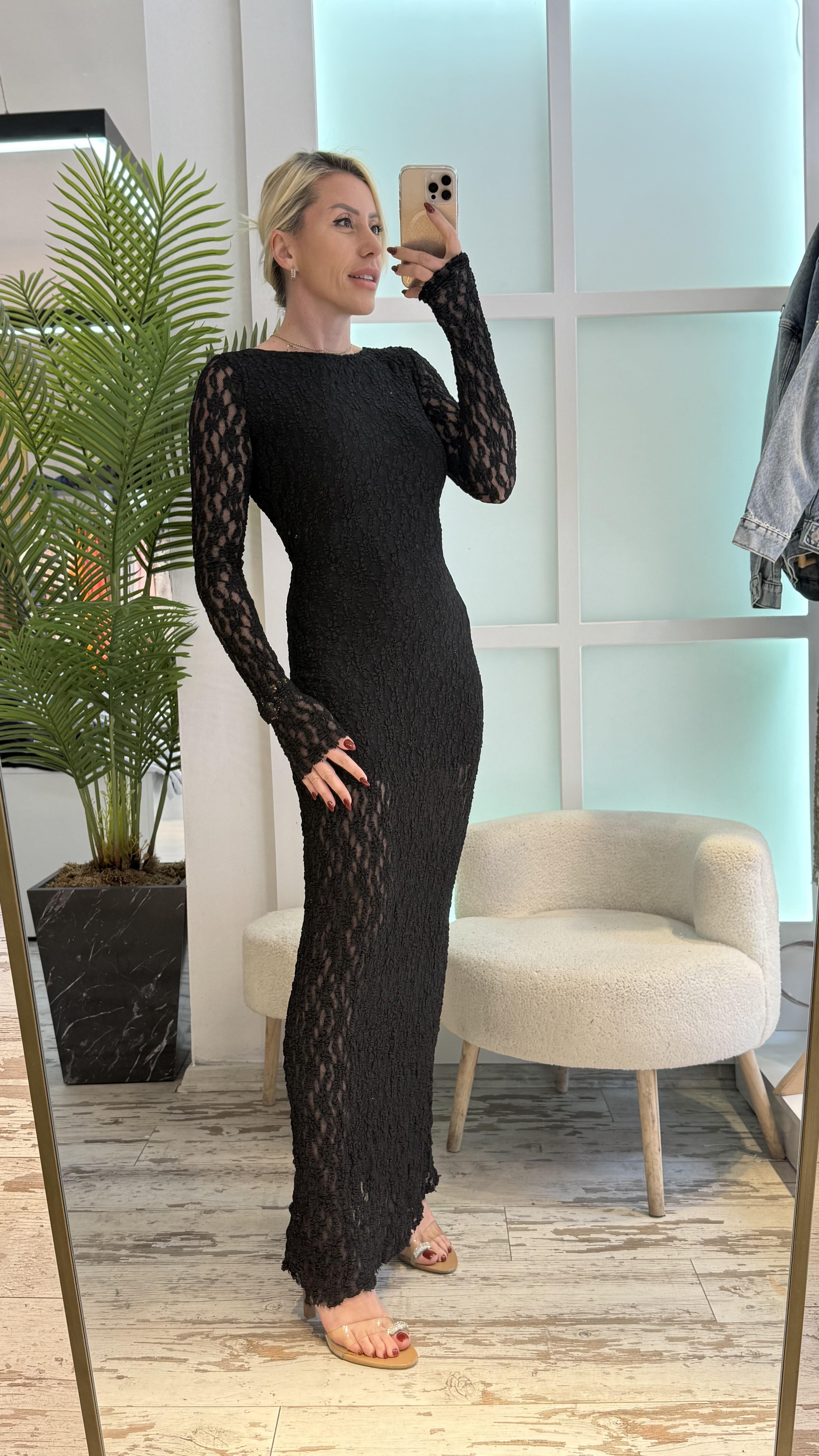 HAZEL SİYAH GÜPÜR ELBİSE