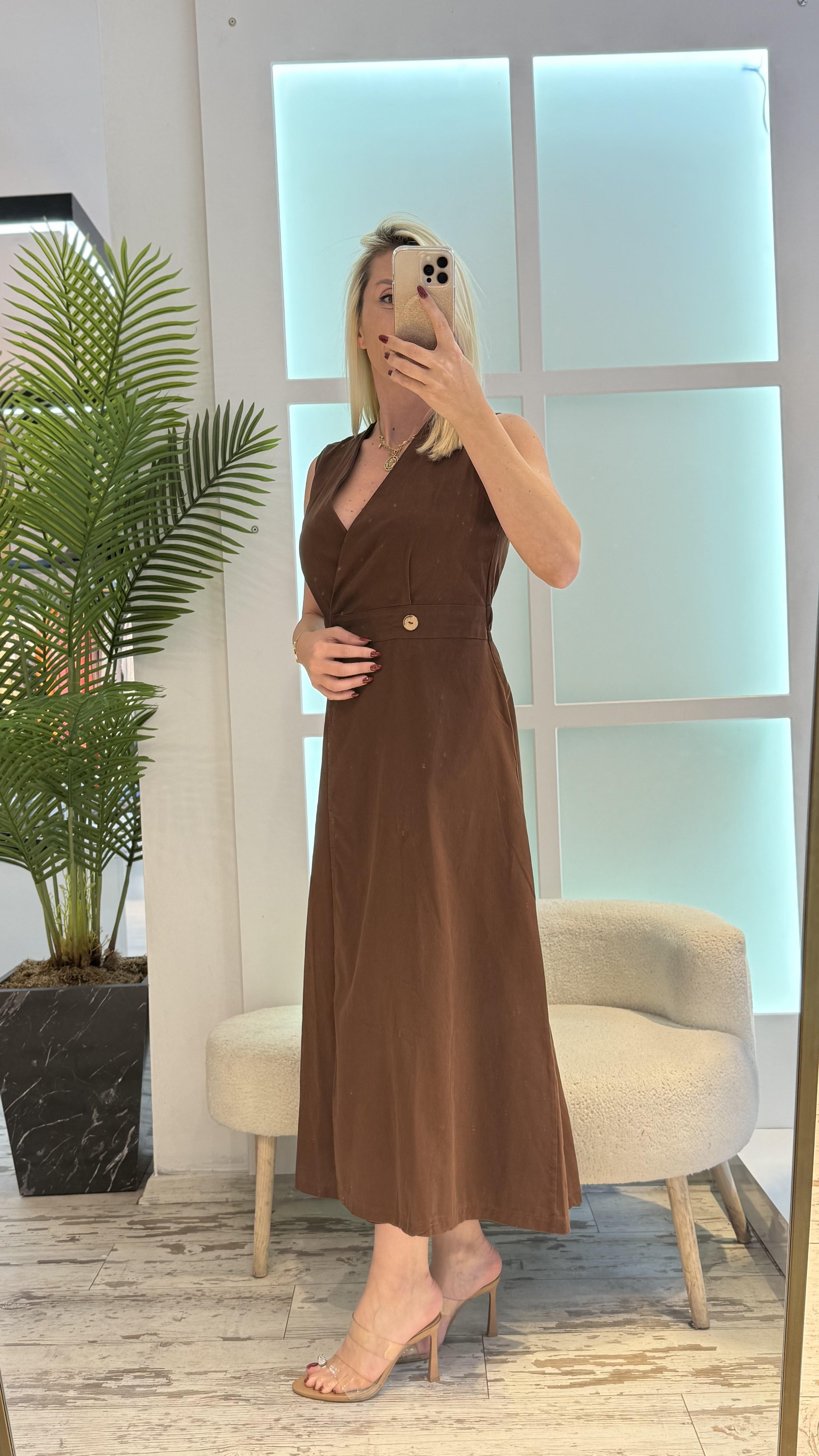 KAHVERENGİ GABARDİN ELBİSE